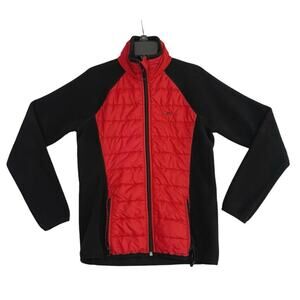 Lauren Ralph Lauren Jacket Womens Petite Small Red Black Full Zip Quilted Fleece